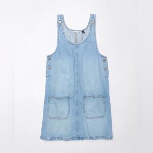 AE Denim Pinafore Mini Overall Dress Light Wash Vintage